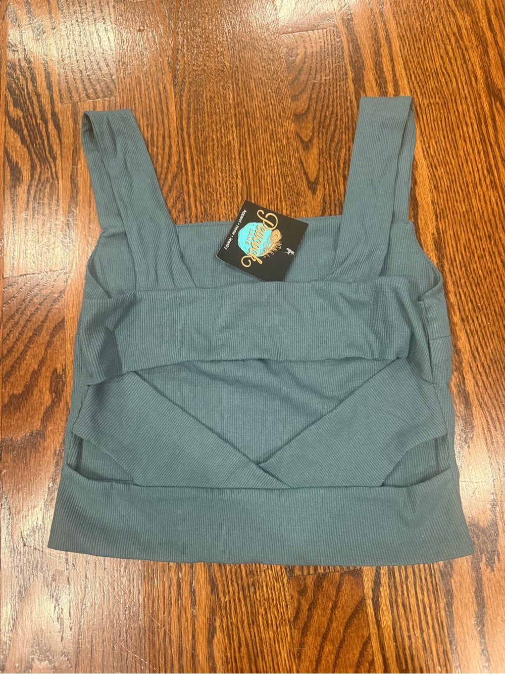 ILLA ILLA Ribbed Square-Neck Crop Top in Emerald